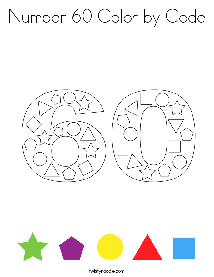 Number 60 Color by Code Coloring Page
