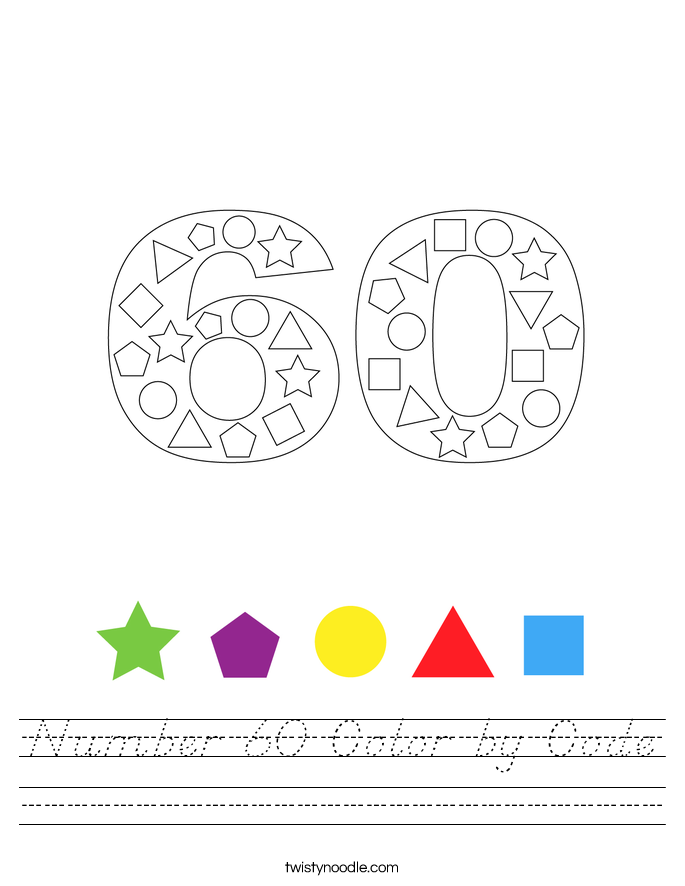 Number 60 Color by Code Worksheet