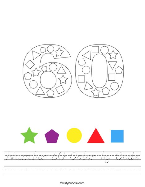 Number 60 Color by Code Worksheet