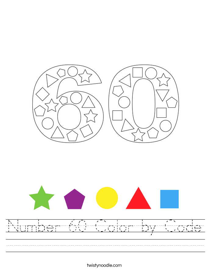 Number 60 Color by Code Worksheet