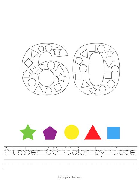 Number 60 Color by Code Worksheet