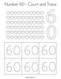 Number 60- Count and Trace Coloring Page