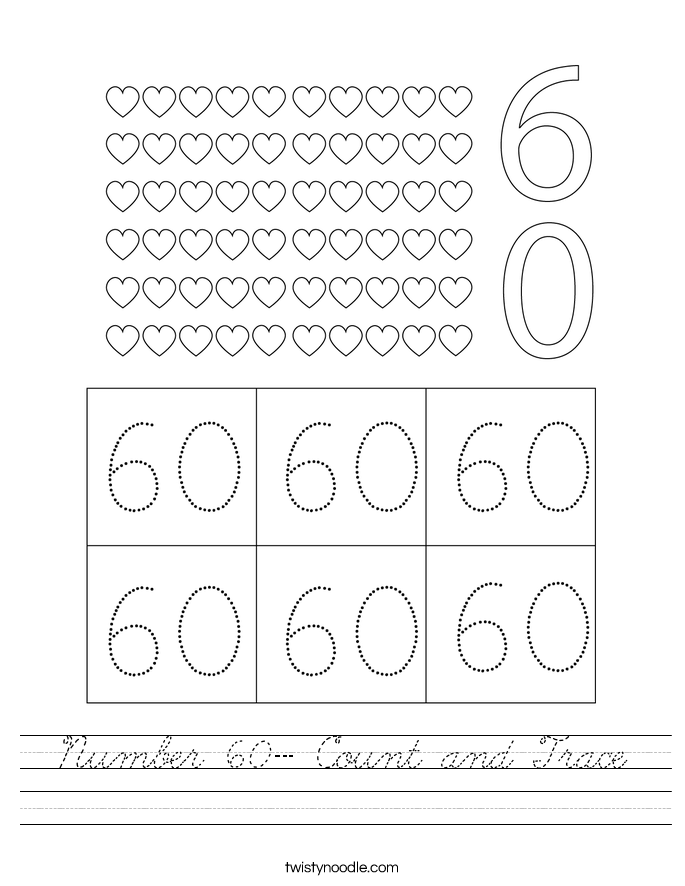 Number 60- Count and Trace Worksheet