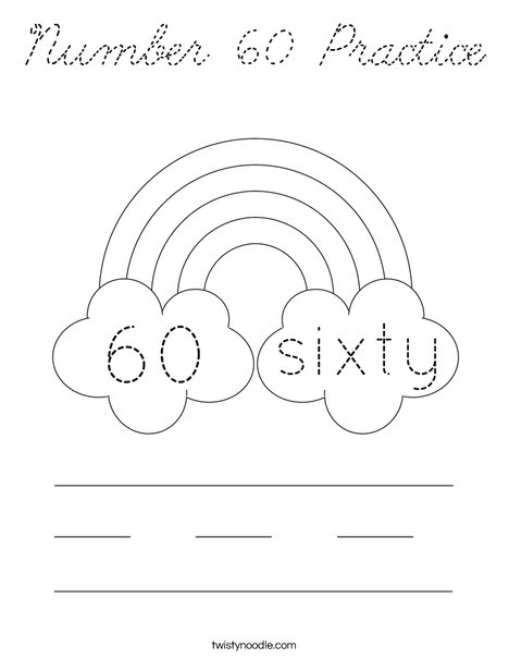 Number 60 Practice Coloring Page