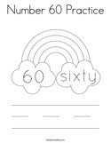 Number 60 Practice Coloring Page
