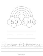 Number 60 Practice Handwriting Sheet
