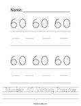 Number 60 Writing Practice Worksheet