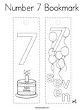 Number 7 Bookmark Coloring Page