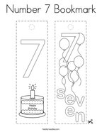 Number 7 Bookmark Coloring Page