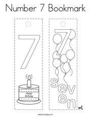 Number 7 Bookmark Coloring Page