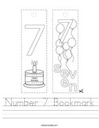 Number 7 Bookmark Handwriting Sheet