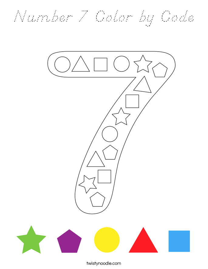 Number 7 Color by Code Coloring Page