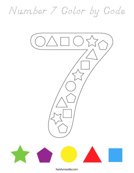 Number 7 Color by Code Coloring Page