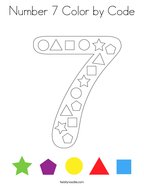 Number 7 Color by Code Coloring Page