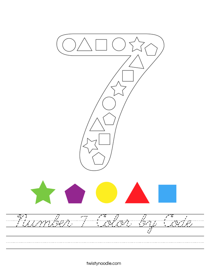Number 7 Color by Code Worksheet