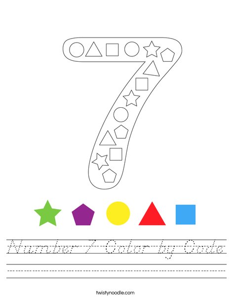 Number 7 Color by Code Worksheet
