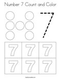 Number 7 Count and Color Coloring Page