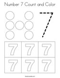Number 7 Count and Color Coloring Page