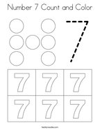 Number 7 Count and Color Coloring Page