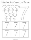 Number 7- Count and Trace Coloring Page