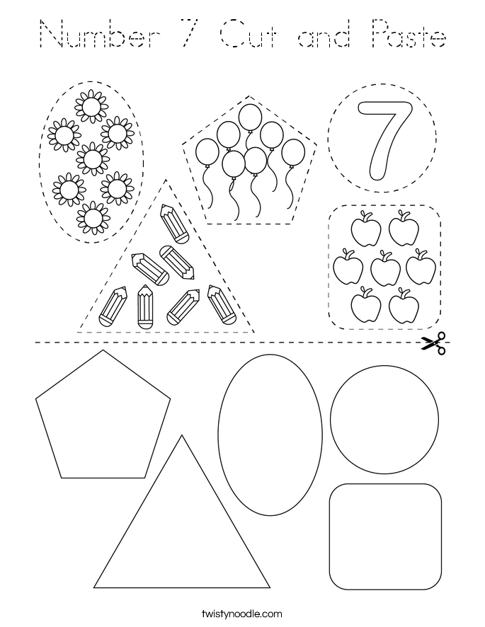 Number 7 Cut and Paste Coloring Page