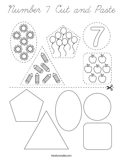 Number 7 Cut and Paste Coloring Page
