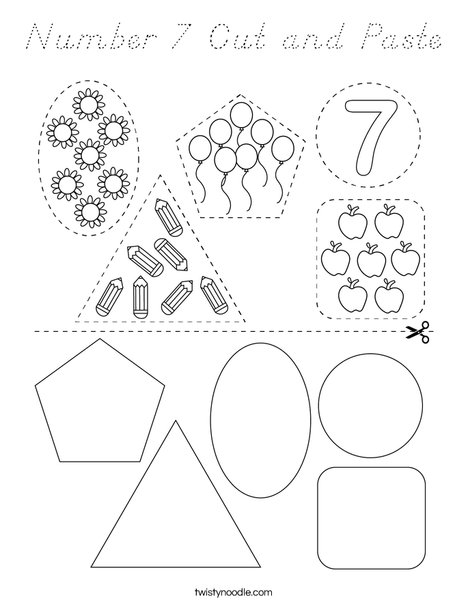 Number 7 Cut and Paste Coloring Page
