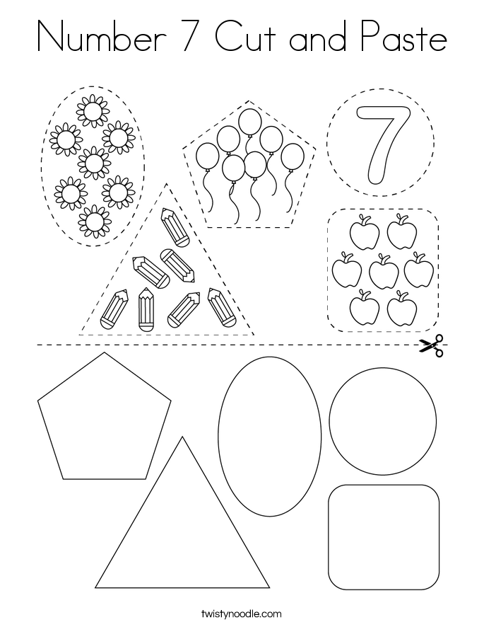 Number 7 Cut and Paste Coloring Page