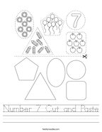 Number 7 Cut and Paste Handwriting Sheet