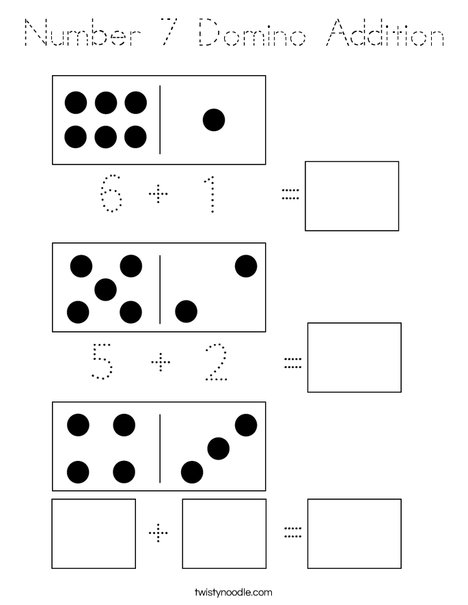 Number 7 Domino Addition Coloring Page