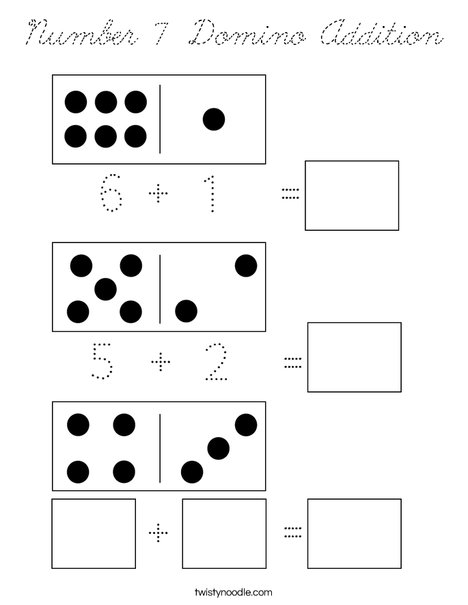 Number 7 Domino Addition Coloring Page