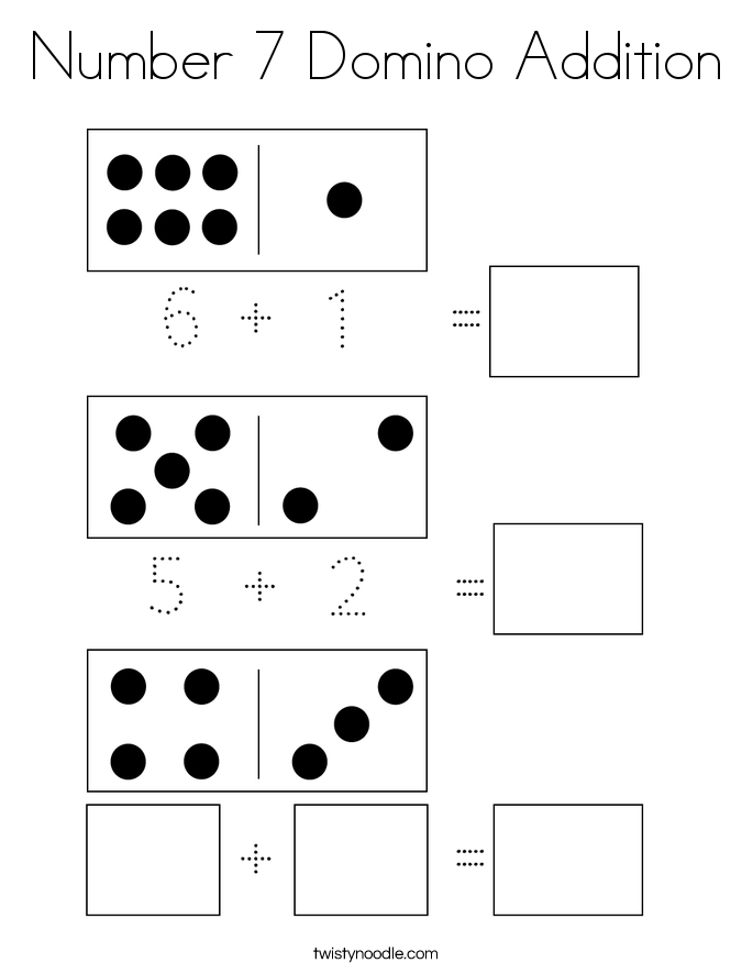Number 7 Domino Addition Coloring Page