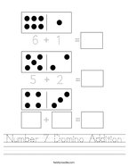 Number 7 Domino Addition Handwriting Sheet