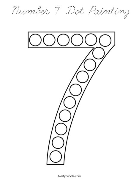 Number 7 Dot Painting Coloring Page