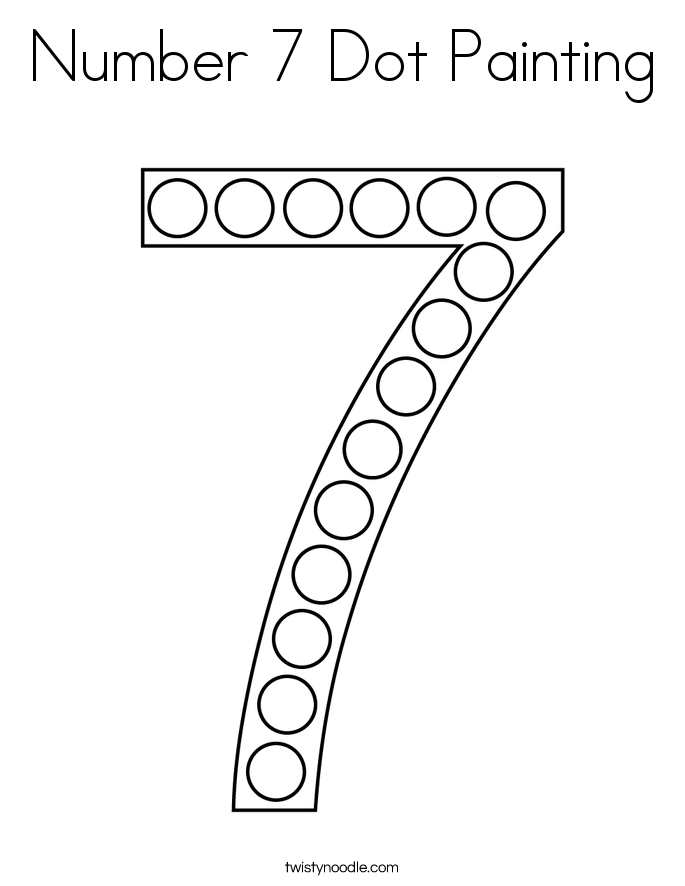 Number 7 Dot Painting Coloring Page