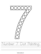 Number 7 Dot Painting Handwriting Sheet