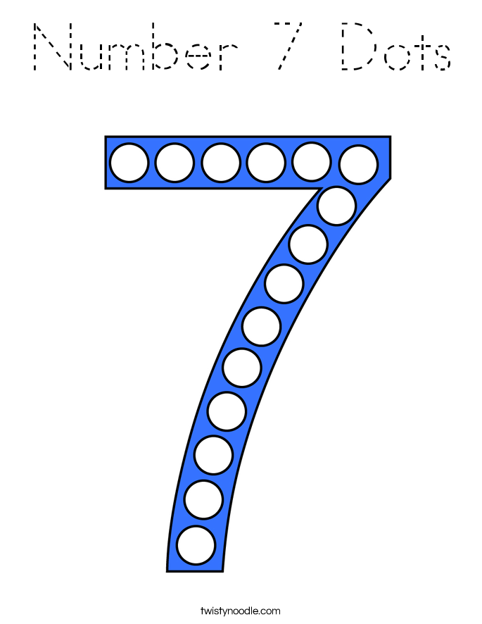 Number 7 Dots Coloring Page - Tracing - Twisty Noodle