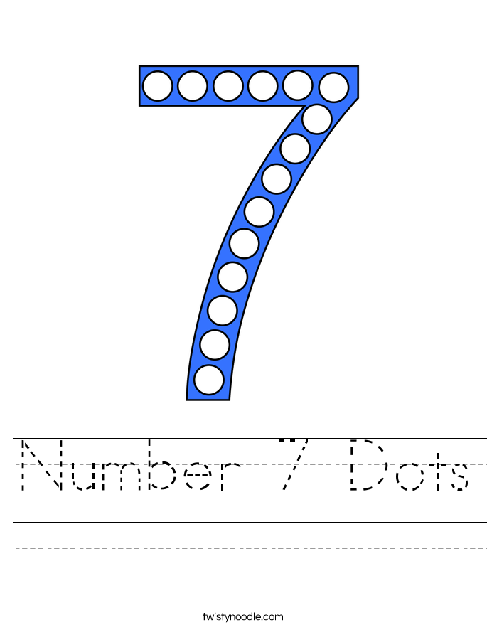 Number 7 Dots Worksheet Twisty Noodle