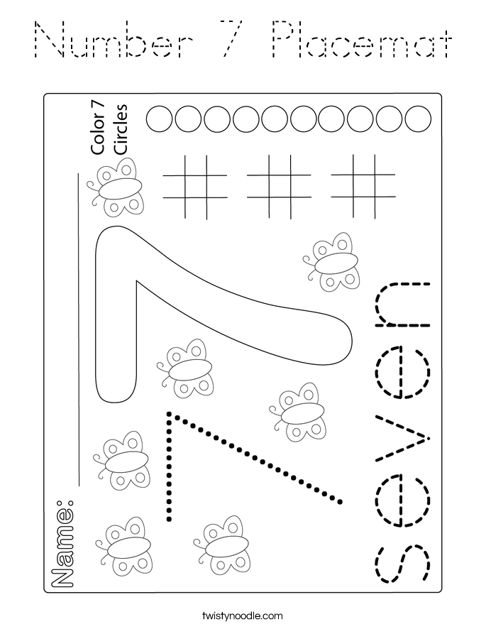 Number 7 Placemat Coloring Page