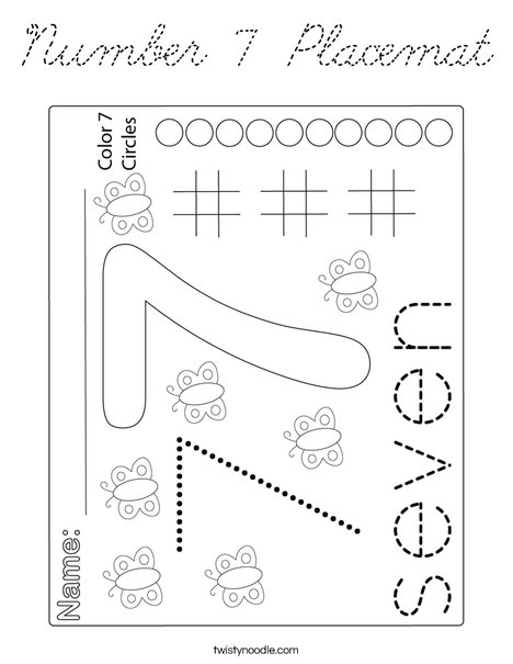 Number 7 Placemat Coloring Page