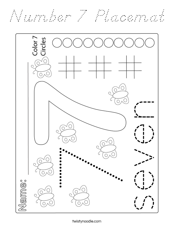 Number 7 Placemat Coloring Page