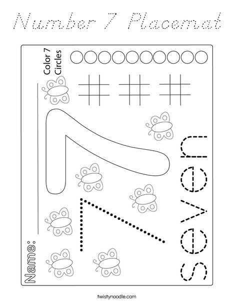 Number 7 Placemat Coloring Page