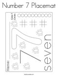 Number 7 Placemat Coloring Page