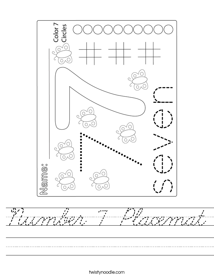 Number 7 Placemat Worksheet