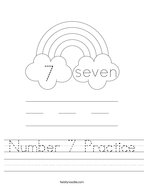 Number 7 Practice Handwriting Sheet