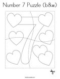 Number 7 Puzzle (b&w) Coloring Page