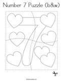 Number 7 Puzzle (b&w) Coloring Page