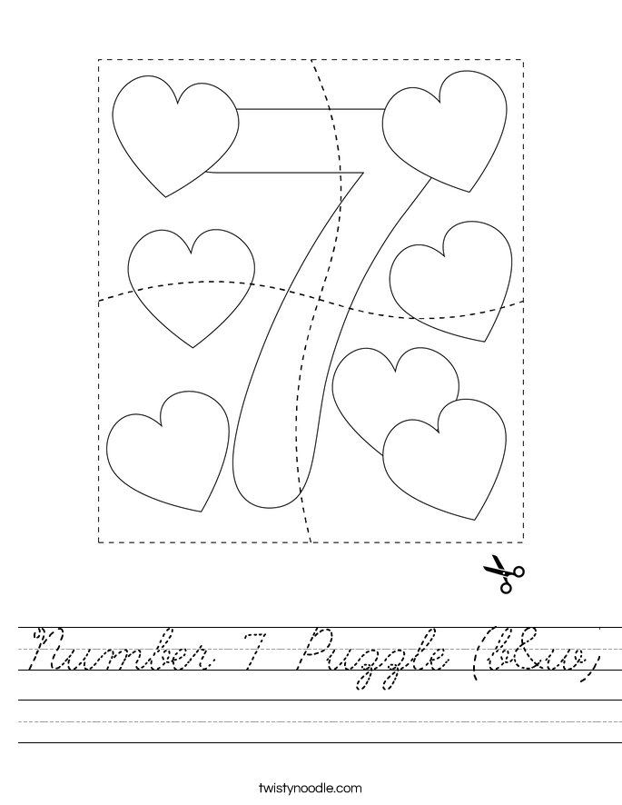 Number 7 Puzzle (b&w) Worksheet