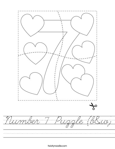 Number 7 Puzzle (b&w) Worksheet