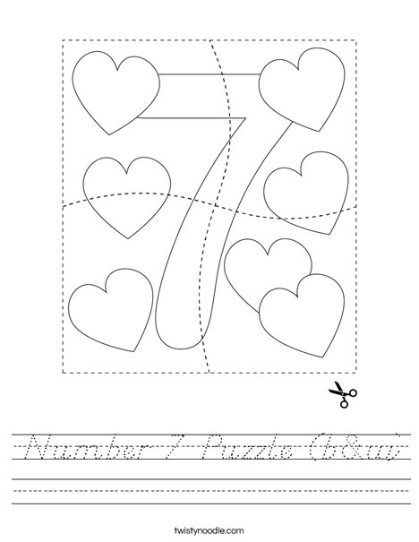 Number 7 Puzzle (b&w) Worksheet